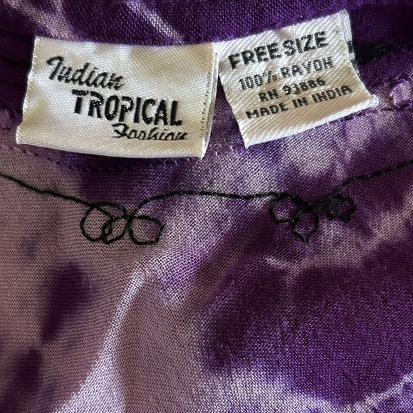 Indian Tropical Fashion Tie Dye Boho Festival Breezy Womens Dress Free Size EUC! - Picture 8 of 9